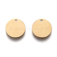 Ion Plating(IP) 304 Stainless Steel Pendants, Stamping Blank Tag, Laser Cut, Double Side Drawbench Effect, Flat Round, Golden, 10x1mm, Hole: 1mm(STAS-O133-06A-G)
