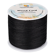 Round Waxed Polyester Cords, Twisted Cords, Black, 0.5mm, about 106m/roll(YC-PH0002-04B-0.5mm)