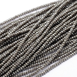 Faceted Rondelle Full Rainbow Plated Electroplate Glass Beads Strands, Dark Khaki, 2.8~3x2mm, Hole: 0.8mm, about 200pcs/strand, 15.1 inch(EGLA-M004-2mm-A04)