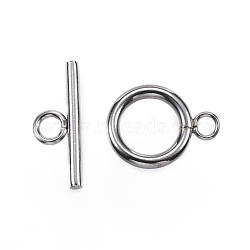 304 Stainless Steel Toggle Clasps, Stainless Steel Color, Ring: 16x12x2mm, Hole: 3mm, Bar: 18x7x2mm, Hole: 3mm(STAS-F040-40B-P)