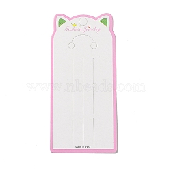 Rectangle Hair Clips Display Cards with Cat Ear, White, 14.2x6.65x0.04cm, Hole: 2mm(CDIS-P007-Q01)