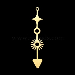 201 Stainless Steel Pendants, Laser Cut, Arrow, Golden, 42x8.5x1mm, Hole: 1.4mm(STAS-T056-LA339-2)