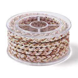 Braided Nylon Cord, with Metallic Threads for Bracelet Jewelry Making Macrame Woven Craft, Colorful, 3.8~5mm, about 2.19 Yards(2m)~3.28 Yards(3m)/Roll(NWIR-G019-01-03)
