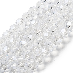 Electroplate Transparent Glass Beads Strands, Faceted, Round, Pearl Luster Plated, Clear, 10mm, Hole: 1.2mm, about 65~69pcs/strand, 23.03~24.49 inch(58.5~62.2cm)(EGLA-A035-T10mm-A19)