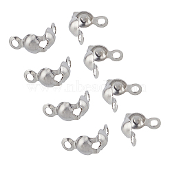 Stainless Steel Bead Tips, Calotte Ends, Clamshell Knot Cover, Stainless Steel Color, 6x4mm, Hole: 1.5mm, 800pcs/box(STAS-UN0002-50P)