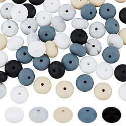 60Pcs 5 Colors Food Grade Eco-Friendly Silicone Beads, Rondelle, Mixed Color, 14x8mm, Hole: 3mm, 12pcs/color(SIL-DC0001-37)