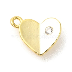 Rack Plating Brass Micro Pave Cubic Zirconia Charms, Long-Lasting Plated, Lead Free & Cadmium Free, Heart, Real 18K Gold Plated, 8x10.5x2mm, Hole: 1.2mm(KK-S396-67G)