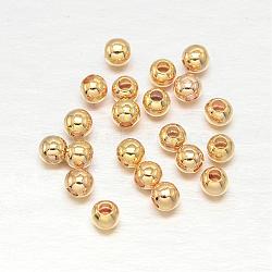 Brass Round Spacer Beads, Lead Free & Cadmium Free & Nickel Free, Real 18K Gold Plated, 3mm, Hole: 1mm, about 1200pcs/50g(KK-L147-197-3mm-NR)