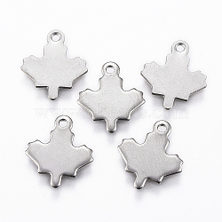 Autumn Theme 304 Stainless Steel Charms, Maple Leaf, Stainless Steel Color, 13x11.5x0.8mm, Hole: 1mm(STAS-K154-34P)