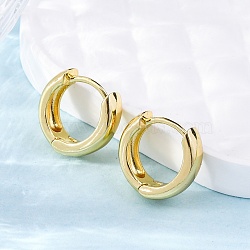 Laiton Huggie boucles d'oreilles, Plaqué longue durée, anneau, véritable 18k plaqué or, 16x5mm, pin: 0.8 mm(EJEW-F260-06G)