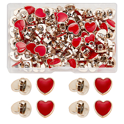 100Pcs CCB Plastic Shank Buttons, with Enamel, Heart, Red, 12x12.5x8mm, Hole: 2.6mm(BUTT-GF0001-11B)
