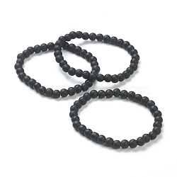 Glass Beaded Stretch Bracelets, Round, Black, Beads: 6~6.5mm, Inner Diameter: 2-1/4 inch(5.55cm)(BJEW-D446-B-23)