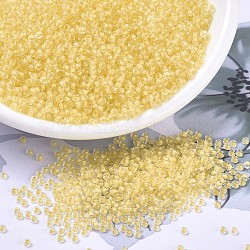 MIYUKI Round Rocailles Beads, Japanese Seed Beads, 11/0, (RR1936) Semi-Frosted Daffodil Lined Crystal, 2x1.3mm, Hole: 0.8mm, about 50000pcs/pound(SEED-G007-RR1936)