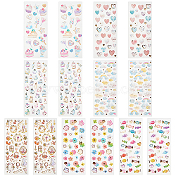 Olycraft 14 Sheets 7 Styles Epoxy Resin Sticker, for Scrapbooking, Travel Diary Craft, Mixed Shapes, 0.4~21x0.4~3cm, 2 sheets/style(DIY-OC0012-21)