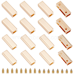 WADORN 16 Sets 2 Style Alloy Bag Decorative Edge Buckles, Belt End Tip Hardwares, Zinc Alloy Ribbon Crimp Ends, Arch & Rectangle, Light Gold, 8 sets/style(FIND-WR0005-76)