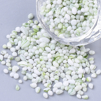 Baking Paint Glass Seed Beads, For Nail Art Decoration Accessories, No Hole/Undrilled, Chip, Lime Green, 1~6x1~3x1~3mm, about 450g/bag
