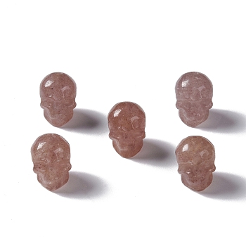 Natural Strawberry Quartz Beads, Skull, 13x10x11.5mm, Hole: 1mm