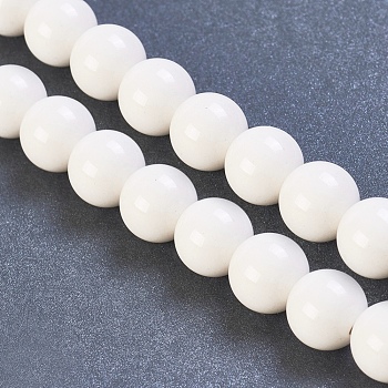 Natural Hokutolite Beads Strands, Round, White, 8mm, Hole: 1.2mm, about 53pcs/strand, 15.9 inch(40.5cm)
