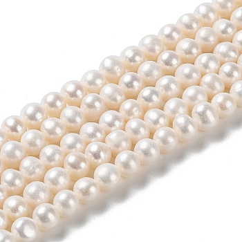 Natural Cultured Freshwater Pearl Beads Strands, Potato, Grade 4A, PapayaWhip, 5~6x5.5~6mm, Hole: 0.5mm, about 64pcs/strand, 14.37 inch(36.5cm)