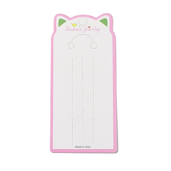 Rectangle Hair Clips Display Cards with Cat Ear, White, 14.2x6.65x0.04cm, Hole: 2mm