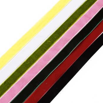 Flat Single Face Velvet Ribbon, for Garment Accessories, Mixed Color, 5/8 inch(16mm), about 2m/pc