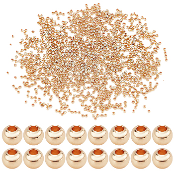 Elite 1500Pcs Brass Solid Beads, Long-Lasting Plated, Rondelle, Golden, 3x2.5mm, Hole: 1.3mm