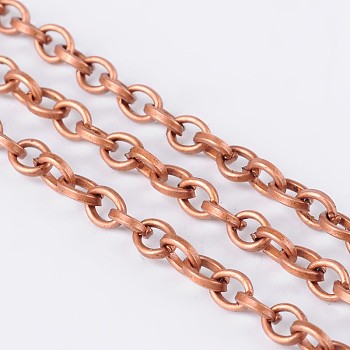 Iron Cable Chains, Unwelded, Round, Red Copper, 5x4x1mm