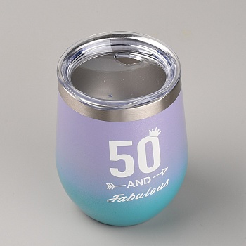 304 Stainless Steel Vacuum Cups, with Plastic Covers, Column with Word, Colorful, 91x117mm, Inner Diameter: 73.5mm