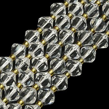 Synthetic Quartz Crystal Beads Strands, Faceted, Rhombus, 8~8.5x8~8.5mm, Hole: 1mm, about 37pcs/strand, 15.35''(39cm)