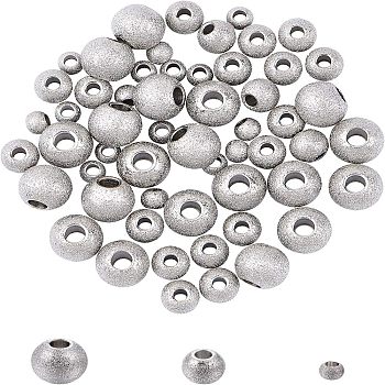 304 Stainless Steel Textured Spacer Beads, Round, Stainless Steel Color, 60pcs/box