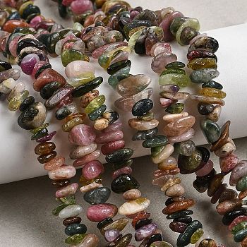 Natural Multicolor Tourmaline Chips Beads Strands, 5~8mm, Hole: 0.8mm, about 120pcs/strand, about 80~81cm