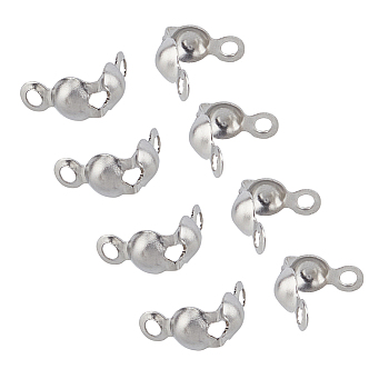 Stainless Steel Bead Tips, Calotte Ends, Clamshell Knot Cover, Stainless Steel Color, 6x4mm, Hole: 1.5mm, 800pcs/box