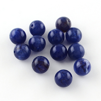 Round Imitation Gemstone Acrylic Beads, Medium Blue, 6mm, Hole: 1.5mm, about 4100pcs/500g