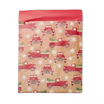 Kraft Paper & Plastic Bubble Envelope Bags, Self-adhesive Bag, Christmas Theme, Rectangle, Car Pattern, 27.5x21x0.35cm