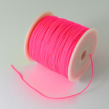Braided Nylon Thread, Chinese Knotting Cord Beading Cord for Beading Jewelry Making, Deep Pink, 0.5mm, about 150yards/roll