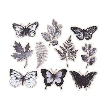 20Pcs 10 Styles Paper Self-Adhesive Stickers, for Party Decorative Presents, Butterfly, Black, 43~74x24~66x0.1mm, 2pcs/style