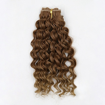 High Temperature Fiber Long Instant Noodle Curly Hairstyle Doll Wig Hair, for DIY Girl BJD Makings Accessories, Camel, 7.87~9.84 inch(20~25cm)
