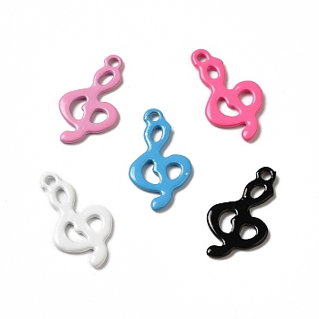 Spray Painted 201 Stainless Steel Charms, Musical Note Charm, Mixed Color, 15x8x1mm, Hole: 1mm