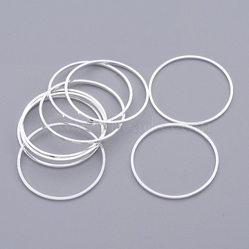 Brass Linking Rings, Ring, Lead Free & Nickel Free & Cadmium Free, Silver, 25x1mm(X-EC18725MM-S-NR)