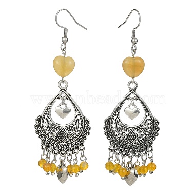 Natural & Synthetic Mixed Gemstone Heart Chandelier Earrings(EJEW-JE05364)-3