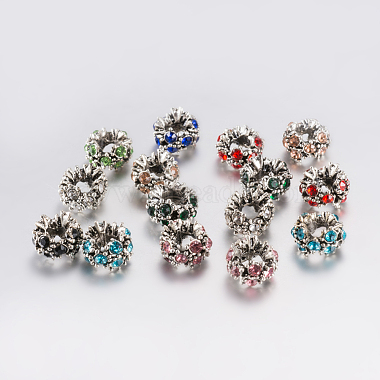12mm Mixed Color Flower Alloy+Rhinestone Beads