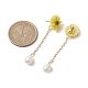 Natural Pearl & Resin Sunflower Dangle Stud Earrings(EJEW-JE05692-02)-3