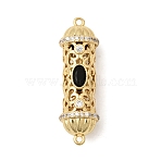 Brass Pave Black and Clear Cubic Zirconia Filigree Cylinder Connector Charms, Column Links, Cadmium Free & Lead Free, Rack Plating, Long-Lasting Plated, Real 18K Gold Plated, 31.5x9.5mm, Hole: 1.3mm(KK-C255-25G)