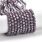 Electroplate Opaque Glass Beads Strands, Faceted(32 Facets), Pearl Luster Plated, Round, Old Rose, 4mm, Hole: 0.7mm, about 87~93pcs/strand, 32~33cm(X-EGLA-A035-P4mm-A11)