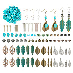 DIY Dangle Earring Making Kit, Including Alloy Pendants, Natural & Synthetic Mixed Gemstone & Glass Beads, Iron Earring Hooks, Flower & Leaf & Feather, Mixed Color(DIY-SW0001-17)