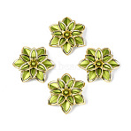 Matte Spray Painted Acrylic Beads, Flower, Golden Edge Plated, Yellow Green, 39.5x45x10.5~11.5mm, Hole: 1.8mm(OACR-N159-01A)
