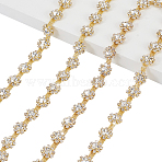2Yards Alloy Glass Rhinestone Cup Chains, with Card Paper, Flower, Golden, 11x5.5mm(DIY-GA0009-07)