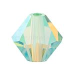 Preciosa&reg Crystal Beads, Czech Crystal, Bicone(451 69 302 Rondelle), 50000 20000 Chrysolite AB 2x, 4mm, Hole: 0.8mm(Y-PRC-BA4-50000-20000)