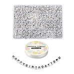 Opaque Acrylic Horizontal Hole Letter Beads, Cube, with Elastic Crystal Thread, White, 6x6x6mm, Hole: 3.2~3.5mm, about 802pcs/set(SACR-YW0001-44)