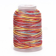 5 Rolls 15-Ply Segment Dyed Polyester Cords, Milan Cord, Round, Crimson, 0.7mm, about 54.68 Yards(50m)/Roll(WCOR-P001-01C-011)